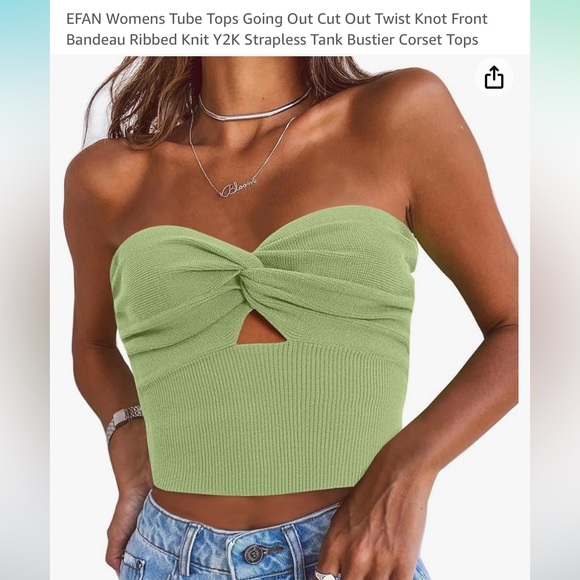 Tops - NWOT knit tube top. Green. Small